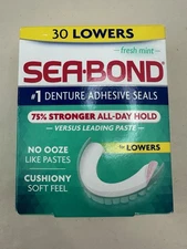 Sea Bond Secure Denture Adhesive Seals, Fresh Mint Lowers, 30 Count