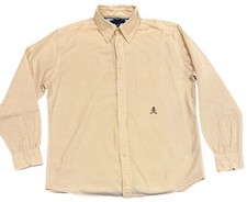 Tommy Hilfiger Men  s Button Down Shirt Yellow Long Sleeve Logo Size Large