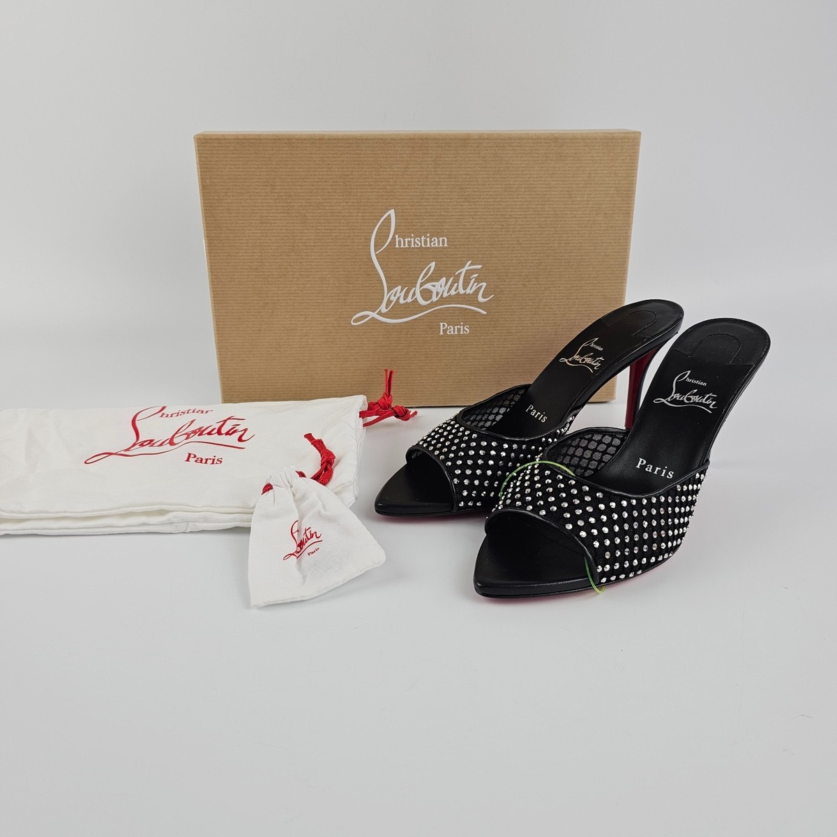 CHRISTIAN LOUBOUTIN Apostropha $1045 Black Mesh And Strass
