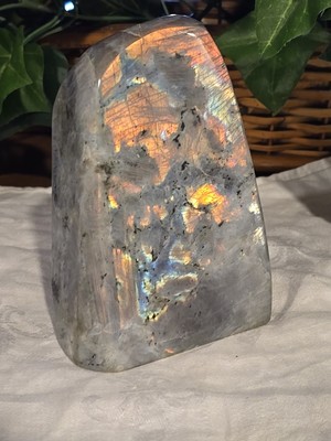 Carved Polished Labradorite Flash Colorful Free Form Bookend Display Decor