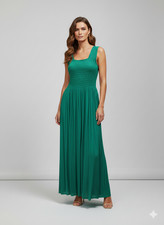 Womens Ladies Handmade Boho Maxi Elasticated Sleeveless Dress Free Size Up To 22