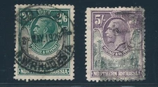 NORTHERN RHODESIA "GEORGE V" #11 & #14 USED; SOUND SCV $72.50