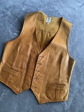 Vintage Custom Leather Vest Carmel Brown Men  s Cowboy Western