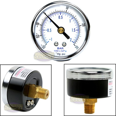 #ad #ad 1 4quot; NPT 2quot; Vacuum Air Pressure Gauge 30 0 30 PSI Center Back Mount $10.95