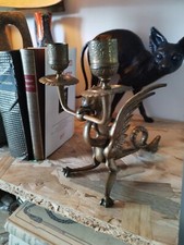 Bougeoir Double, Dragon En Cuivre