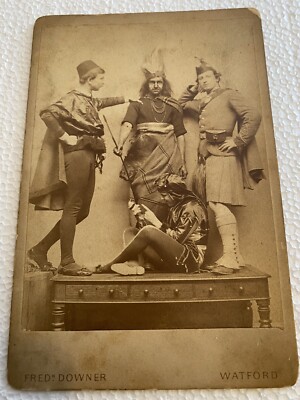 1800 s? costume photo indian jester irish Fred k downer watford cabinet card