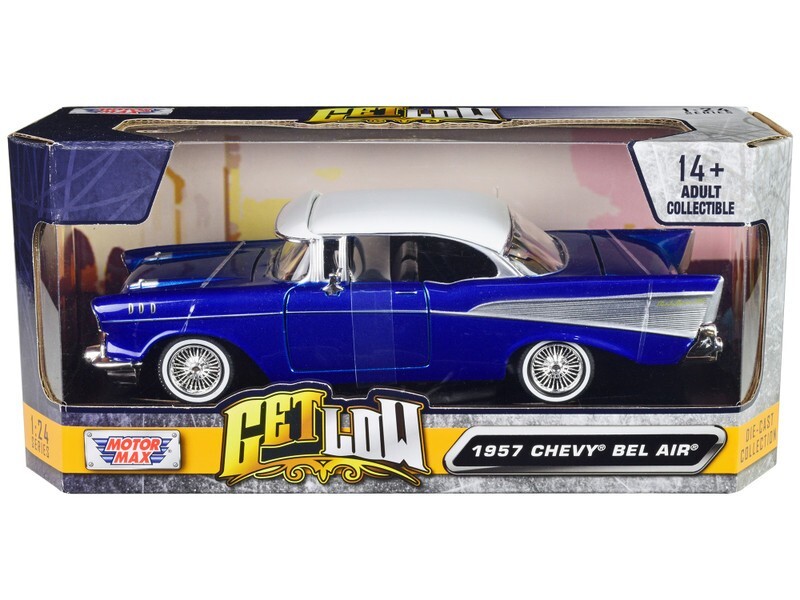 1957 CHEVROLET BEL AIR LOWRIDER CANDY BLUE 1/24 DIECAST MODEL