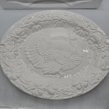 Thanksgiving Philippe Richard White Oval TURKEY Serving Platter Ceramic 18"