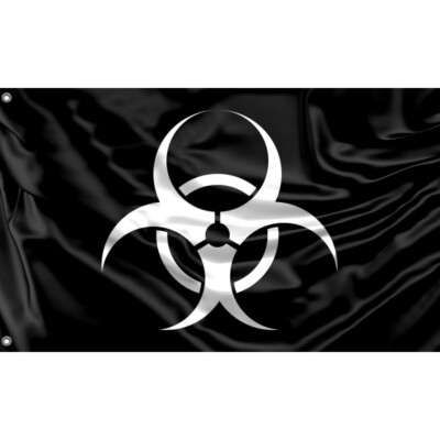 Schwarze Biohazard Flagge einzigartiges Design, 3 x 5 Fuß / 90 x 150 cm Größe, hergestellt in der EU