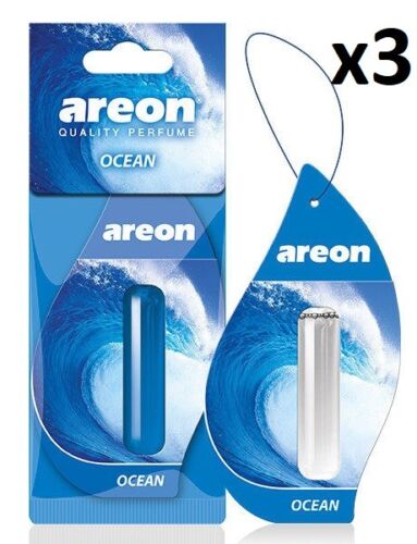 3 x Areon Liquid 5ml. Ocean Scent  Aroma Perfume Tree Air Freshener Fragrance - Picture 1 of 5