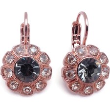 Mariana Earl Grey Rose Gold Earrings in Dark Grey Golden Shadow Flower 1132 NWT