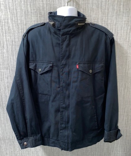 Mens Black Cotton Zip Up Jacket Size 