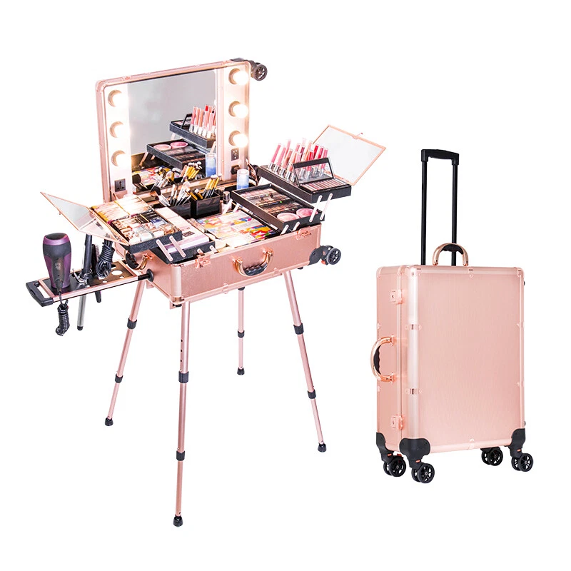 Rolling Makeup cases Makeup Artist Train Box suitcase LED | eBay