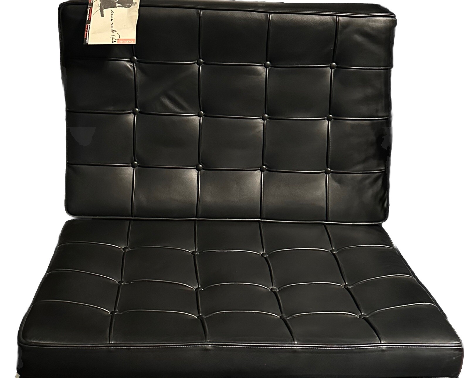 NEW KNOLL STUDIO BARCELONA CHAIR MIES VAN DER ROHE BLACK LEATHER CHROME ART DECO