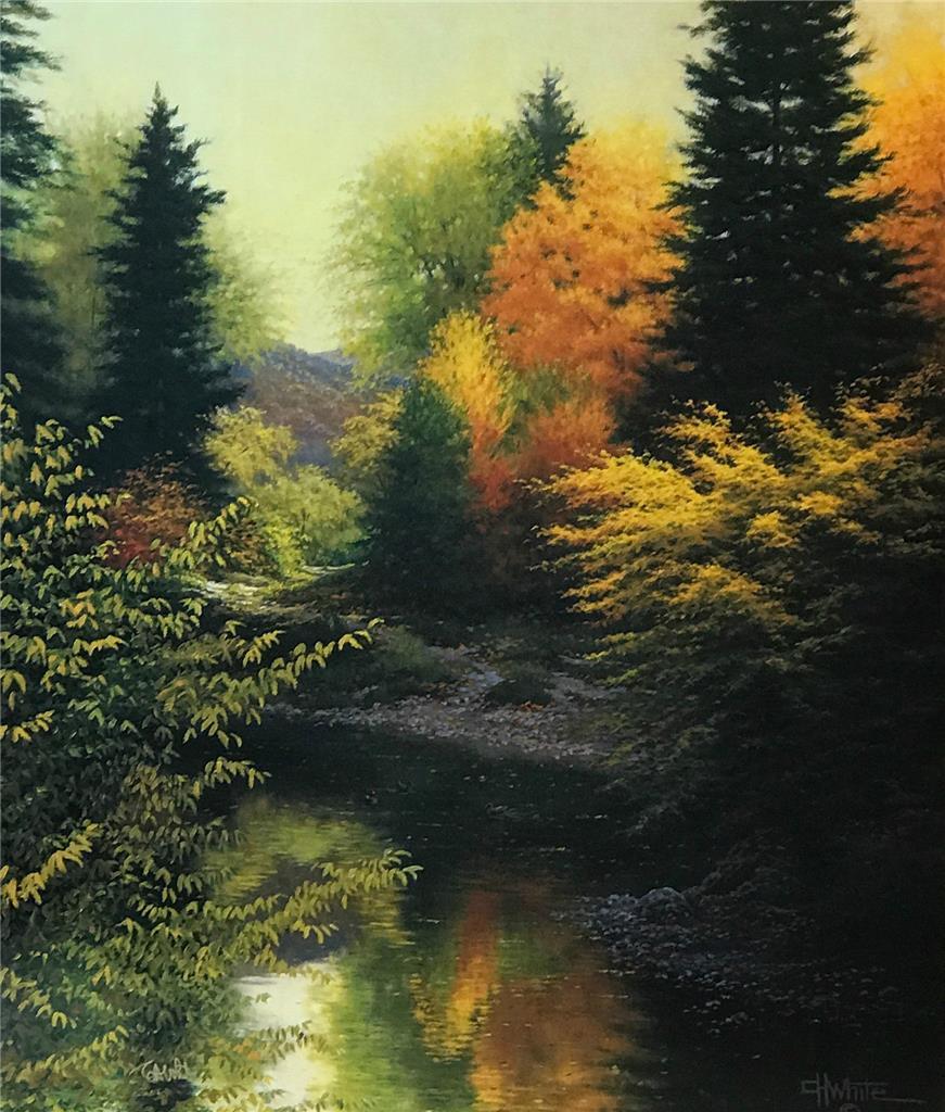 Charles White Still Waters Landscape Scene Signed 17 x 20.5 | eBay