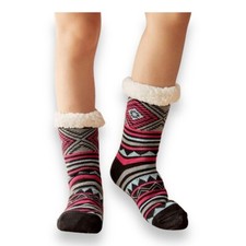 NWOT SHERPA LINED COZY SOCKS GEOMETRIC PRINT BOTTOM GRIP SLIPPER SOCKS GIFT