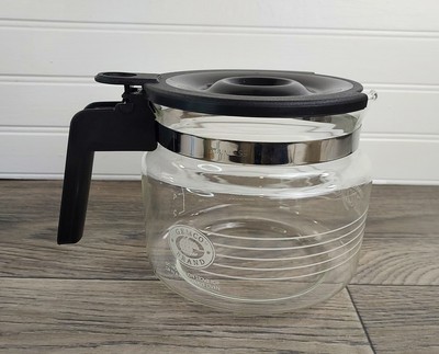 Vintage GEMCO Universal 12-CUP GLASS Replacement Coffee Pot Carafe w/ Black Lid