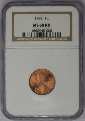 1992 1c Lincoln Memorial Cent - NGC MS 68 RD