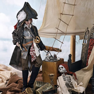 1/4 BJD Doll SD Ball Joint Doll Resin Pirate Captain Boy Full Set with Hook Hand
