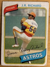 1980 Topps J.R. Richard Baseball Card #50 Astros Pitcher Low-Grade O/C Poor