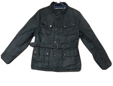 Women’s Ben Sherman Wax Biker Military Style Belted Coat Pit To Pit 20 Inches