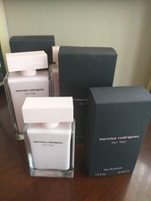 3 Empty Narciso Rodriguez For Her EDP Bottles w/ Boxes, 2x 100ml,  1x 50 mL