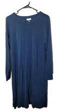 J Jill Pure Jill Midi Sweater Dress Sz M Blue Long Sleeve Pockets Classic Casual