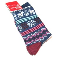 Ladies' Christmas/Holiday Socks Multi Color/Reindeer Shoe Size 4-10