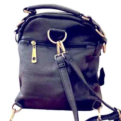 Fabriano Italia Navy Blue Leather 10121 Multipurpose Mini Backpack Small Navy Blue Leather Backpack for women - Stylish Leather  main image 4