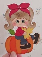 Paper Piecing FALL GIRL, Pumpkin Girl scrapbook, embellishment, Autumn Girl