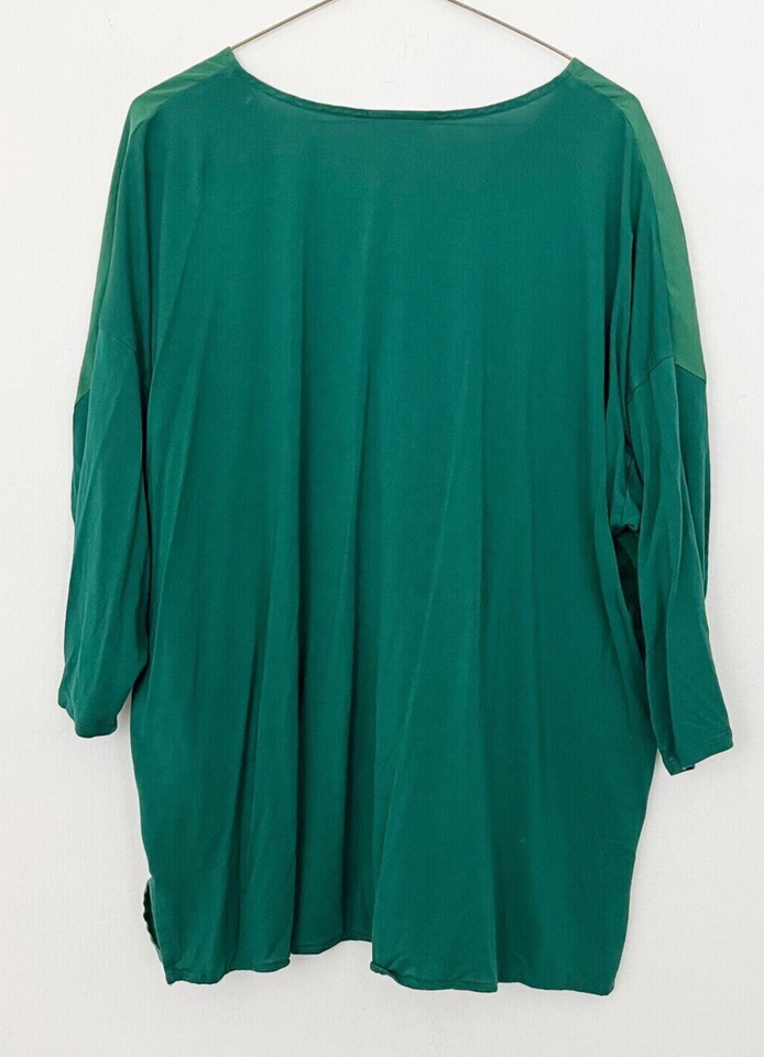 J. Jill Green Flowy Loose 3/4 Sleeve VNeck Mixed Media Top Sz XL