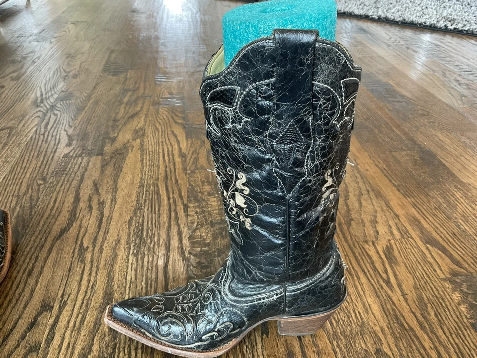 Corral Vintage C2108 Black Western Cowboy Boots Women's US Size 5.5 M - Image 2 of 4