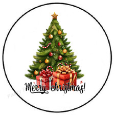 MERRY CHRISTMAS TREE AND PRESENTS ENVELOPE SEALS LABELS STICKERS PARTY FAVORS