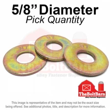 5/8" USS Flat Washers Grade 8 Steel Zinc Yellow (Pick Quantity)