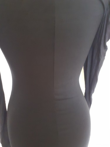 Missguided size 16 Butterfly Design Square Neck Long Sleeve Bodycon Dress, Black - Picture 8 of 12