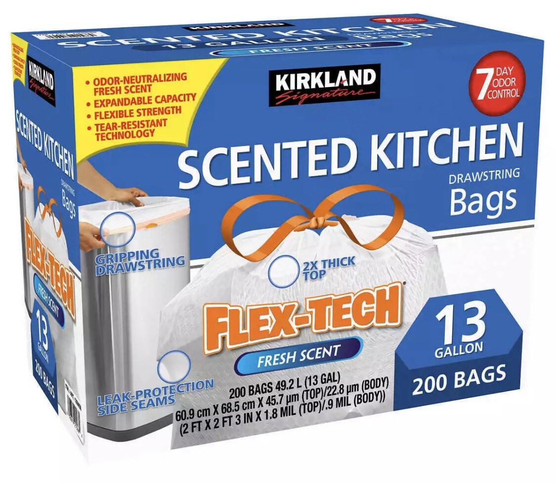 2 Box Kirkland Signature Flex-Tech 13 Gal Fresh Scent Kitchen