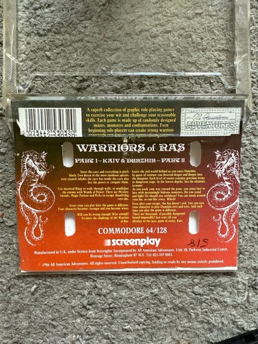 warriors of ras Commodore 64 game Tested Vgc Complete - Picture 3 of 3