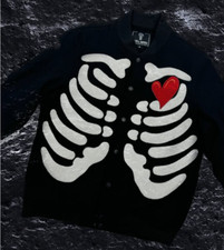 REBEL MINDS MENS BLACK SKELETON MELTON JACKET