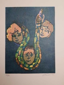 1974 Litografia Mino Maccari La Donna Serpente Firmata A Mano Ottima Ebay