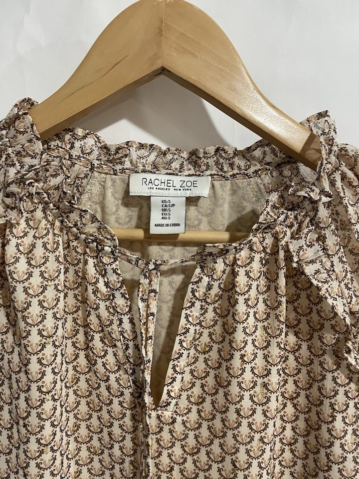 Blusa Rachel Zoe Talla S Cuello Corbata Manga Larga Volantes Forrada Blusa Talla S Para Mujer’s Foto 4 de 4