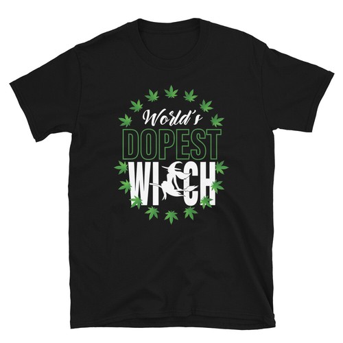 World's Dopest Witch Funny Weed Cannabis Marijuana Lovers 420 Womens T-Shirt - Picture 2 of 4