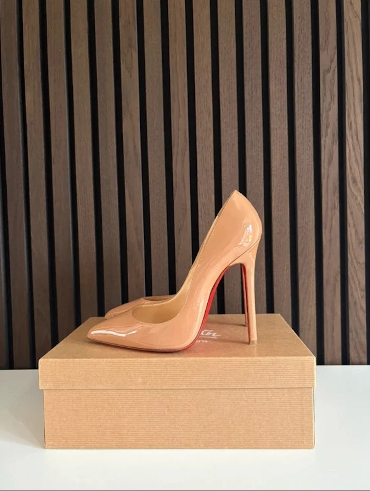 Christian Louboutin Pigalle 100 Nude Patent Leather Heels UK 5 EU 38