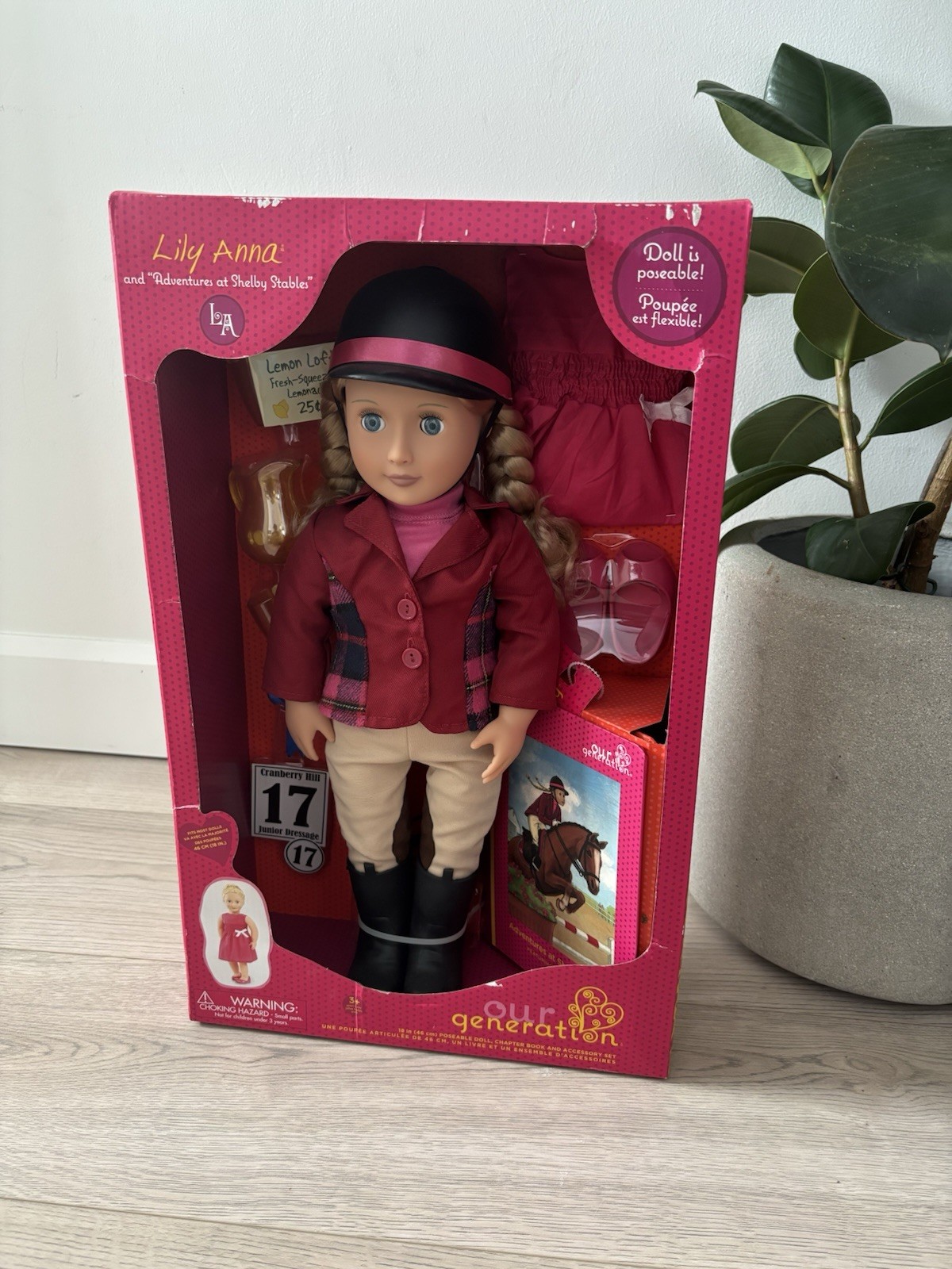 Our Generation Lily Anna with Horseback Riding Outfit & Book 18" Posable Doll