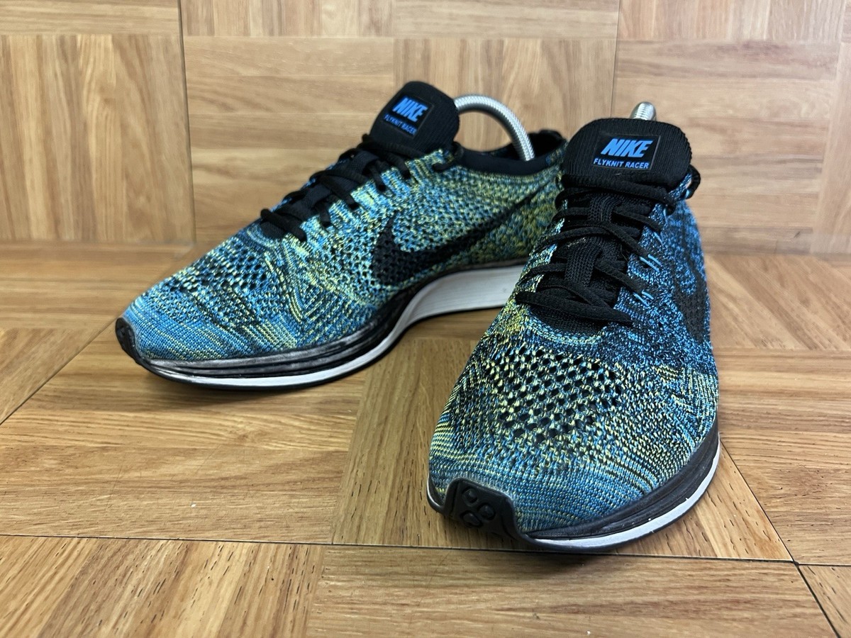 RARE🔥 Sz 8.5 - Nike Flyknit Racer Blue Glow Athletic Running