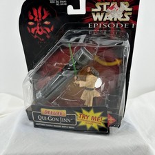 Hasbro Star Wars Episode I Deluxe Qui-Gon Jinn Figure Tan NIB 84148 1998