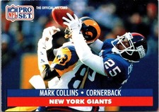  1991 Mark Collins 25 Giants 57 National Football League Sports Trading Card