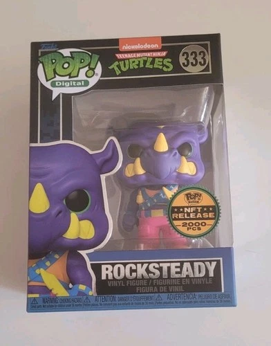 Funko POP! Digital #333: Rocksteady (Blacklight) w/ Protector | TMNT | LE 2,000