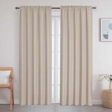 WelvetBLK Linen Curtains 84 Inches Long 2 Panels Set, Faux Linen Textured Light