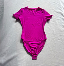SKIMS Pink Solid Short Sleeve One-Piece Bodysuit Stretch Regular S