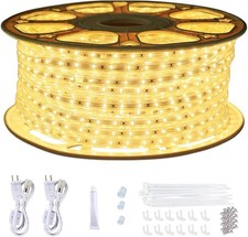 150ft Flat Outdoor Rope Lights Waterproof: 110V Cool Warm White LED Strip Light